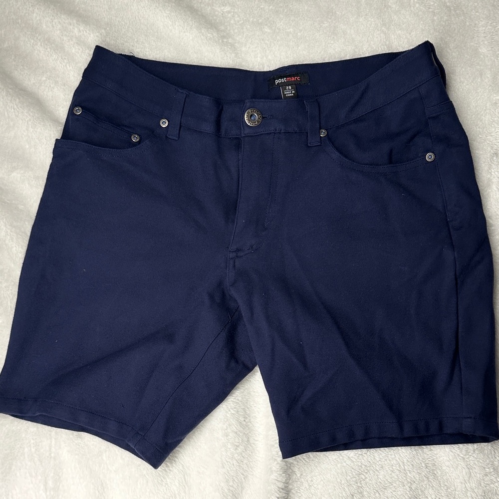 postmarc Men's Dark Blue Flat Front Shorts